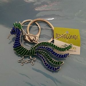 Beadworx Glass Bead Peacock Keyfob
